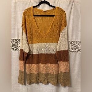 Women’s Striped V-Neck Sweater